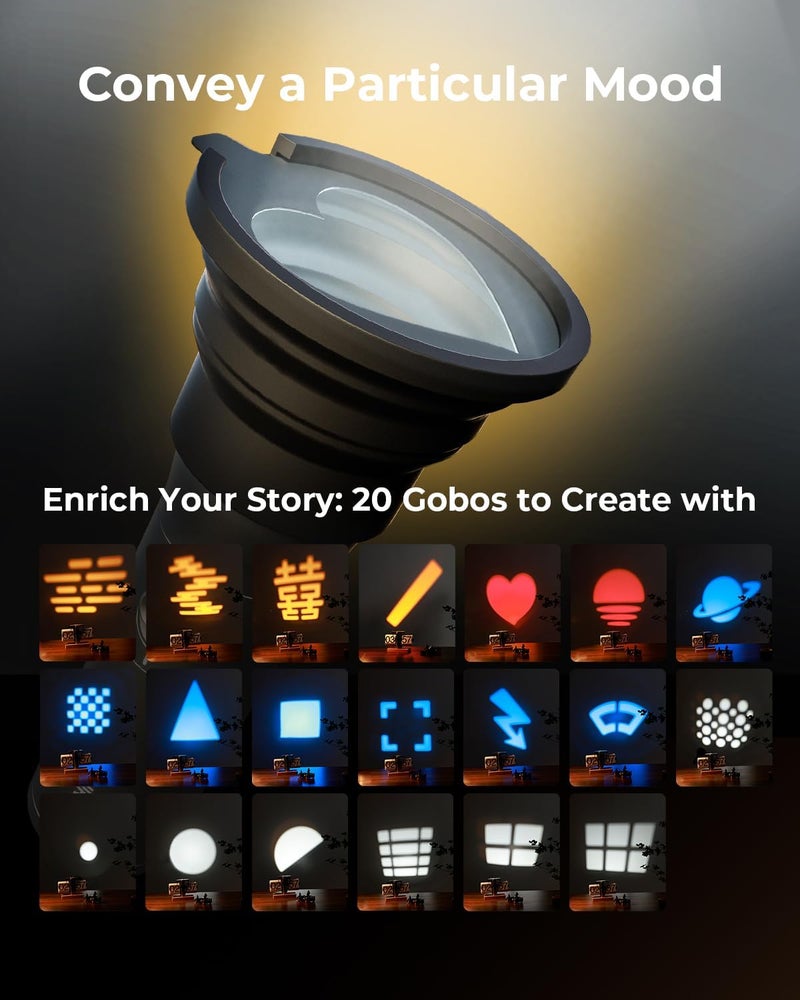 SMALLRIG RGB LED Photography Flashlight, 7500mAh Aluminum Alloy Patterned Ambient Light, 4 Color Fill Light with 20 Patterned Light Filters, Perfect for Photo, Content Creation Accessories RF10C 4634 - Image 2